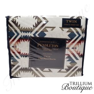 Pendleton 3-Piece Flannel Sheet Set Twin 100% Cotton White S. Multi Colorful
